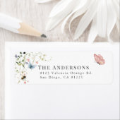 Étiquette Fleur sauvage Butterfly Bee Watercolor Adresse de  (En situation)