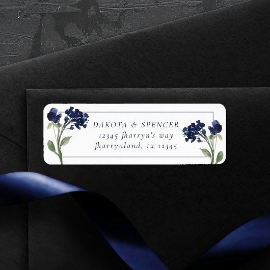 Étiquette Fleur sauvage | Classic Blue Bohemian Adresse de r