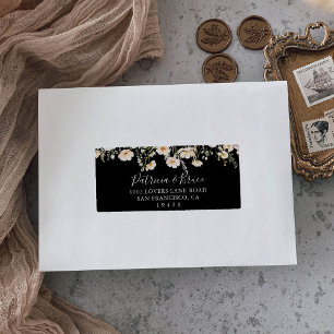 Étiquette Fleur sauvage classique Noir mariage RSVP Adresse
