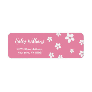Étiquette Fleur sauvage Daisy Pink Baby Girl Adresse de reto