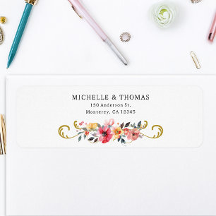 Étiquette Fleur sauvage d'aquarelle Mariage d'été du printem