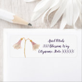 Étiquette Fleur sauvage d'aquarelle violet (En situation)