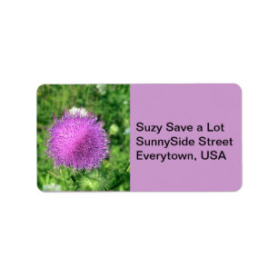 Étiquette Fleur sauvage de chardon violet