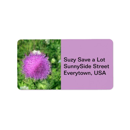 Étiquette Fleur sauvage de chardon violet (Devant)