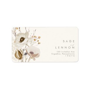 Étiquette Fleur sauvage lunatique Ivory Wedding RSVP Adres