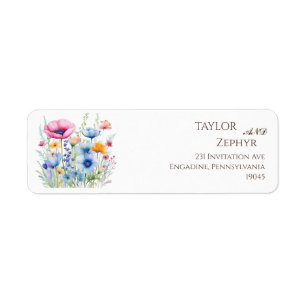 Étiquette Fleur sauvage Mariage RSVP Adresse de retour