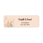Étiquette Fleur sauvage peach rose script adresse de retour (Devant)