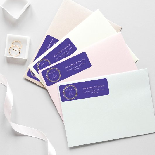 Étiquette Fleur sauvage Wreath Floral Mariage Adresse de ret