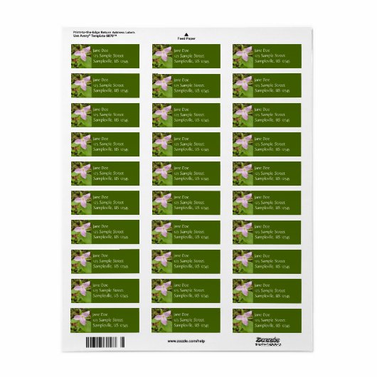 Étiquette Fleur Trillium Rose (Feuille entière)