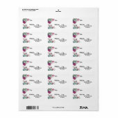 Étiquette Fleur tropicale de Noël 1,25 po x 2,75 po sur blan (Feuille entière)