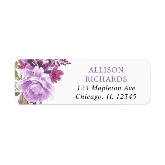 Étiquette fleurie lavande violette (Devant)