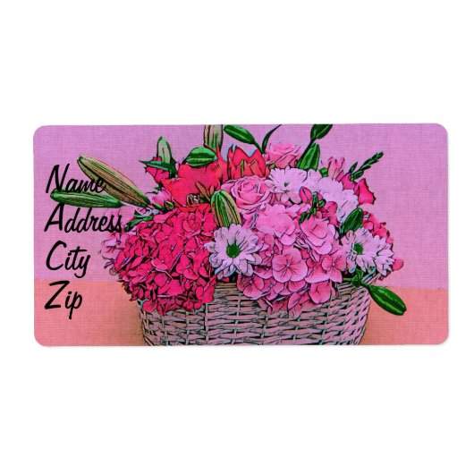 Étiquette Fleurit la peinture de panier (Devant)