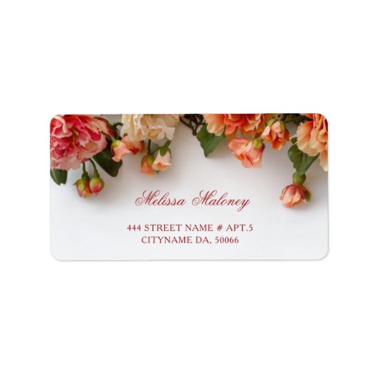 Étiquette Fleurs 3D Couleurs Chaudes | Mariage (Devant)