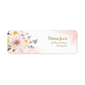 Étiquette Fleurs aquarelles rose blush (Devant)