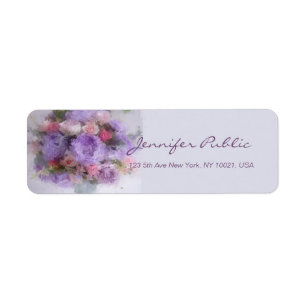 Étiquette Fleurs Art Peinture Main Script Modèle élégant