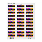 Étiquette FLEURS BLANCHES & BOUTEILLE bleu rose jaune (Feuille entière)