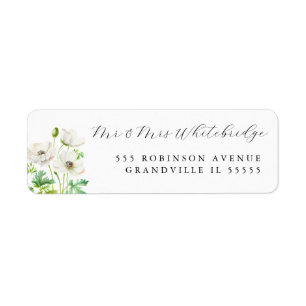 Étiquette Fleurs blanches d'anémone