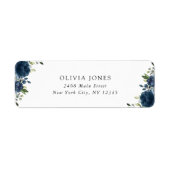 Étiquette Fleurs Bleues de la Marine, Verdure, Boho, Anniver (Devant)