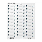 Étiquette Fleurs Bleues de la Marine, Verdure, Boho, Anniver (Feuille entière)