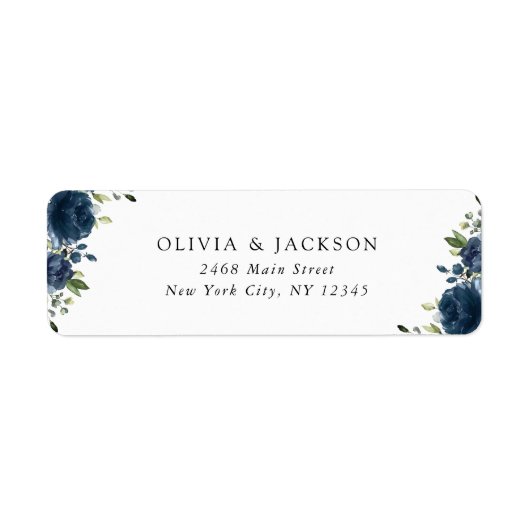 Étiquette Fleurs bleues de la Marine, Verdure, Boho, Mariage (Devant)