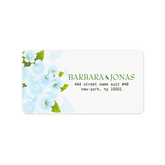 Étiquette Fleurs bleues délicates (Devant)