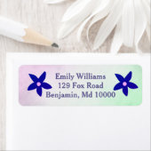 Étiquette Fleurs bleues sur écran (En situation)