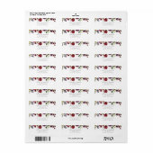 Étiquette Fleurs Bourgogne, Fleurs roses, Verdure, Mariage (Feuille entière)