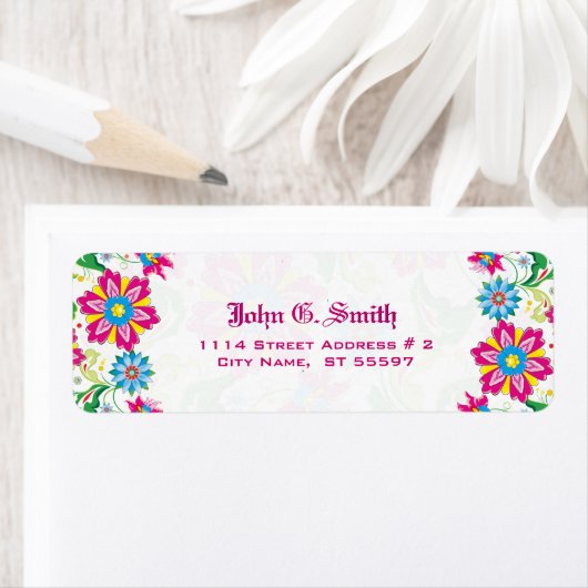 Étiquette Fleurs colorées (En situation)