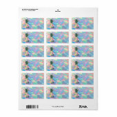 Étiquette Fleurs d'ananas Points Holographiques Iridescents (Feuille entière)