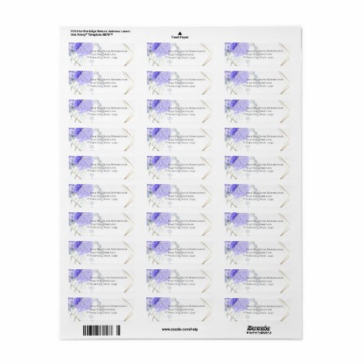 Étiquette Fleurs d'anémones violettes (Feuille entière)