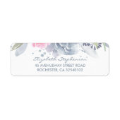 Étiquette Fleurs d'aquarelle bleu et rose doux (Devant)