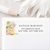 Étiquette Fleurs d'aquarelle et Feuilles d'or (En situation)