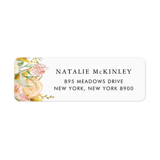 Étiquette Fleurs d'aquarelle et Feuilles d'or (Devant)