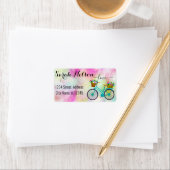 Étiquette Fleurs d'aquarelle modernes sur un vélo (En situation)