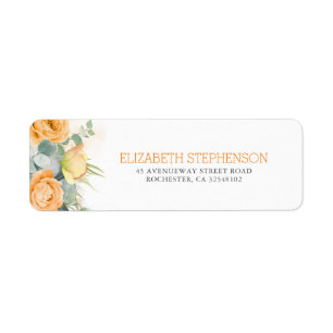 Étiquette Fleurs d'aquarelle orange élégantes