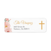 Étiquette Fleurs d'Aquarelle rose Première communion sainte  (Devant)