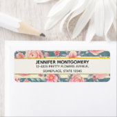 Étiquette Fleurs d'aquarelle rose sur bandes (En situation)