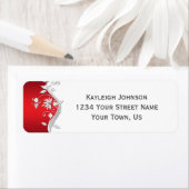 Étiquette Fleurs d'argent blanc rouge orné (En situation)