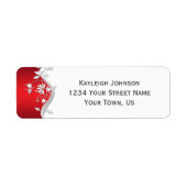 Étiquette Fleurs d'argent blanc rouge orné (Devant)