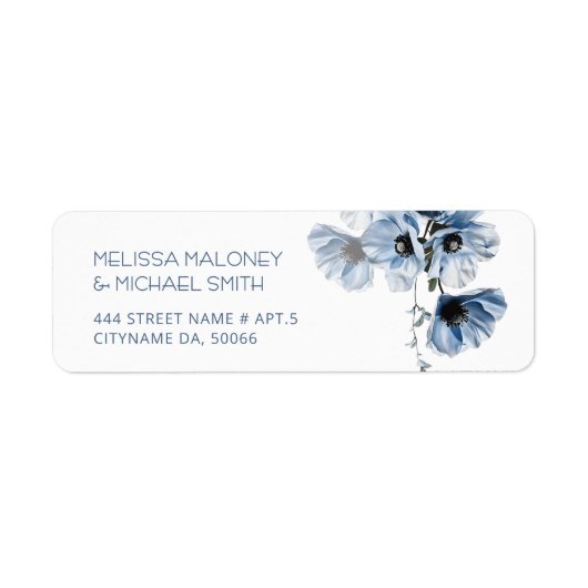 Étiquette Fleurs d'art fin transparent bleu  (Devant)