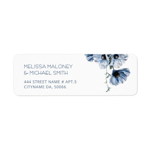 Étiquette Fleurs d'art fin transparent bleu  (Devant)