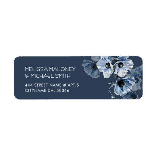 Étiquette Fleurs d'art fin transparentes bleues  (Devant)
