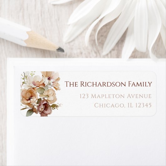 Étiquette Fleurs d'automne rustiques marron beige neutre (En situation)