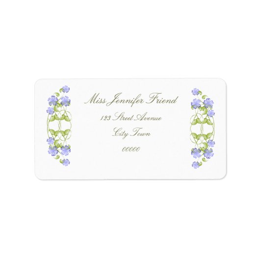 Étiquette Fleurs de bordure de l'aquarelle (Devant)