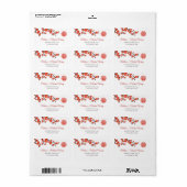 Étiquette Fleurs de cerisier Blanc rouge | Mariage chinois (Feuille entière)