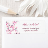 Étiquette Fleurs de Cerisier Rose Blanc | Mariage (En situation)