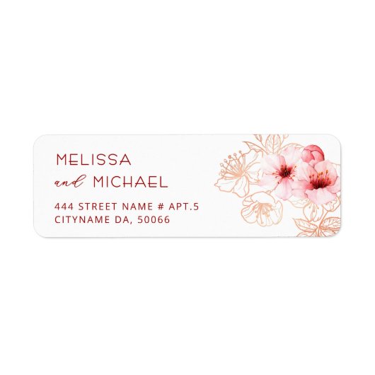 Étiquette Fleurs de cerisier rose blanc |  Mariage (Devant)