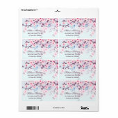 Étiquette Fleurs de cerisiers et papillons (Feuille entière)