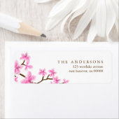 Étiquette Fleurs de cerisiers roses (En situation)