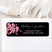 Étiquette Fleurs de cerisiers roses sur l'adresse de retour  (En situation)